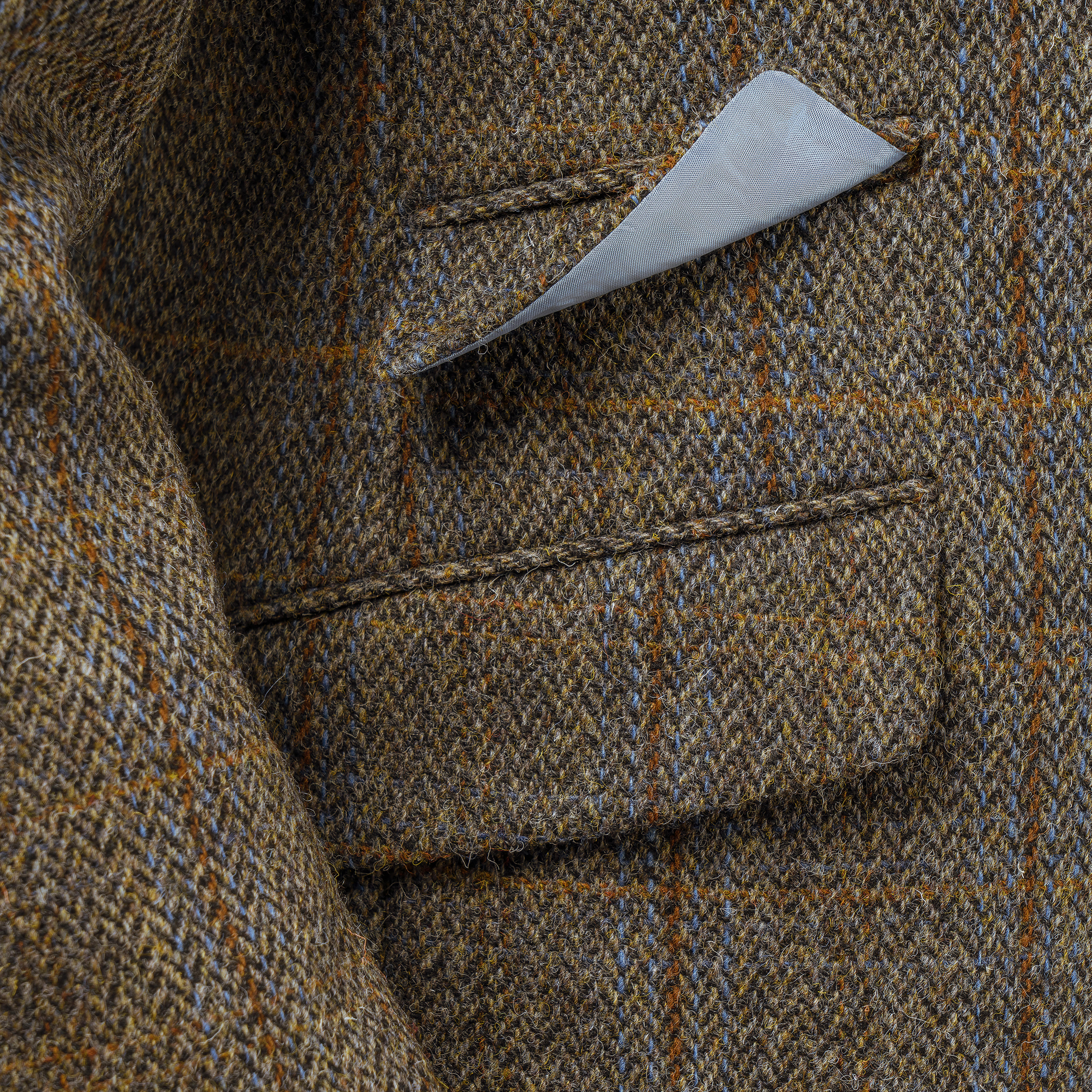 Men’s Sports Jacket, Harris Tweed, Herringbone, Green/Blue/Brown
