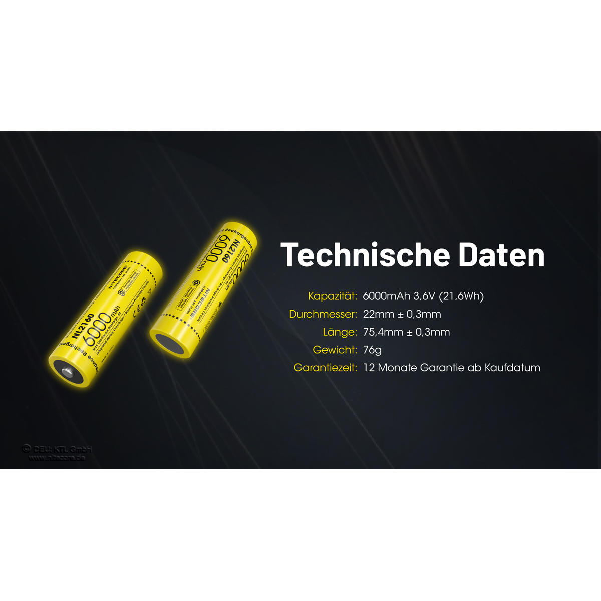 Nitecore® Li-Ion Akku 21700, 6000 mAh, NL2160
