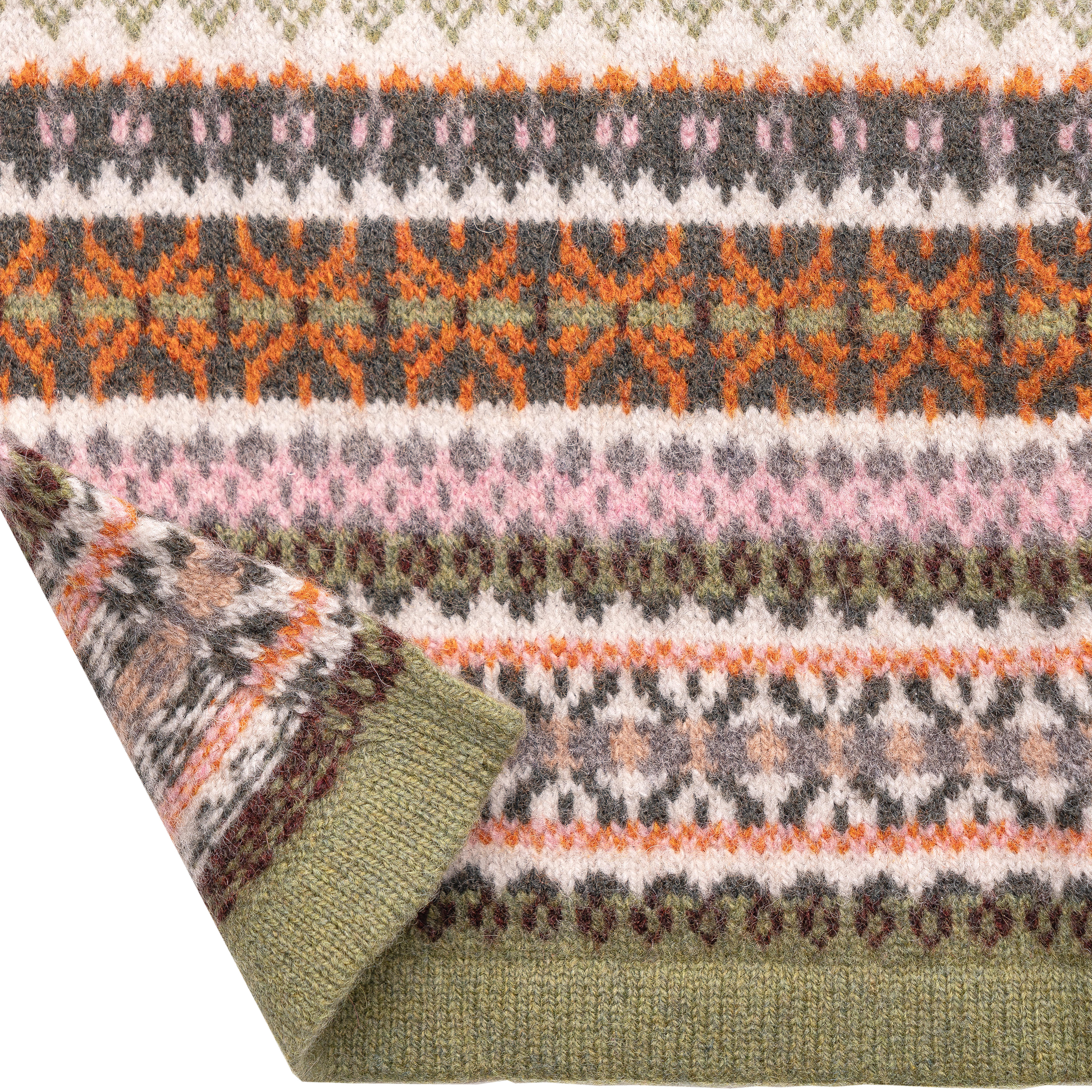 Woll-Schal Fairisle, grün/beige