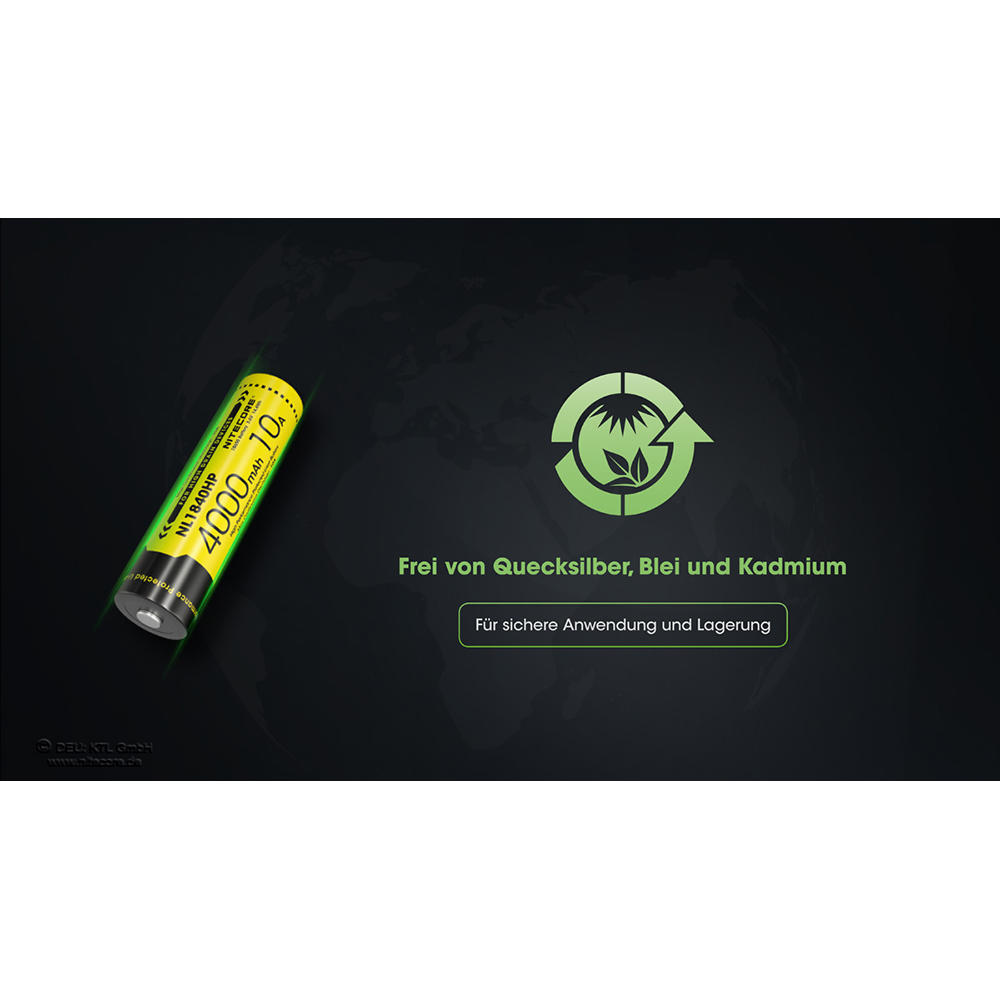 Batterie Li-Ion Nitecore® 18650, 4000 mAh, NL1840HP