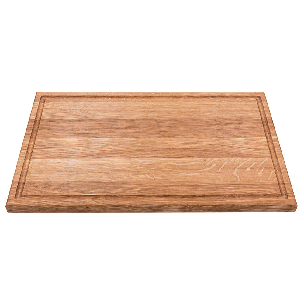 Planche à découper en chêne, grande, avec sillon pour l’écoulement du jus