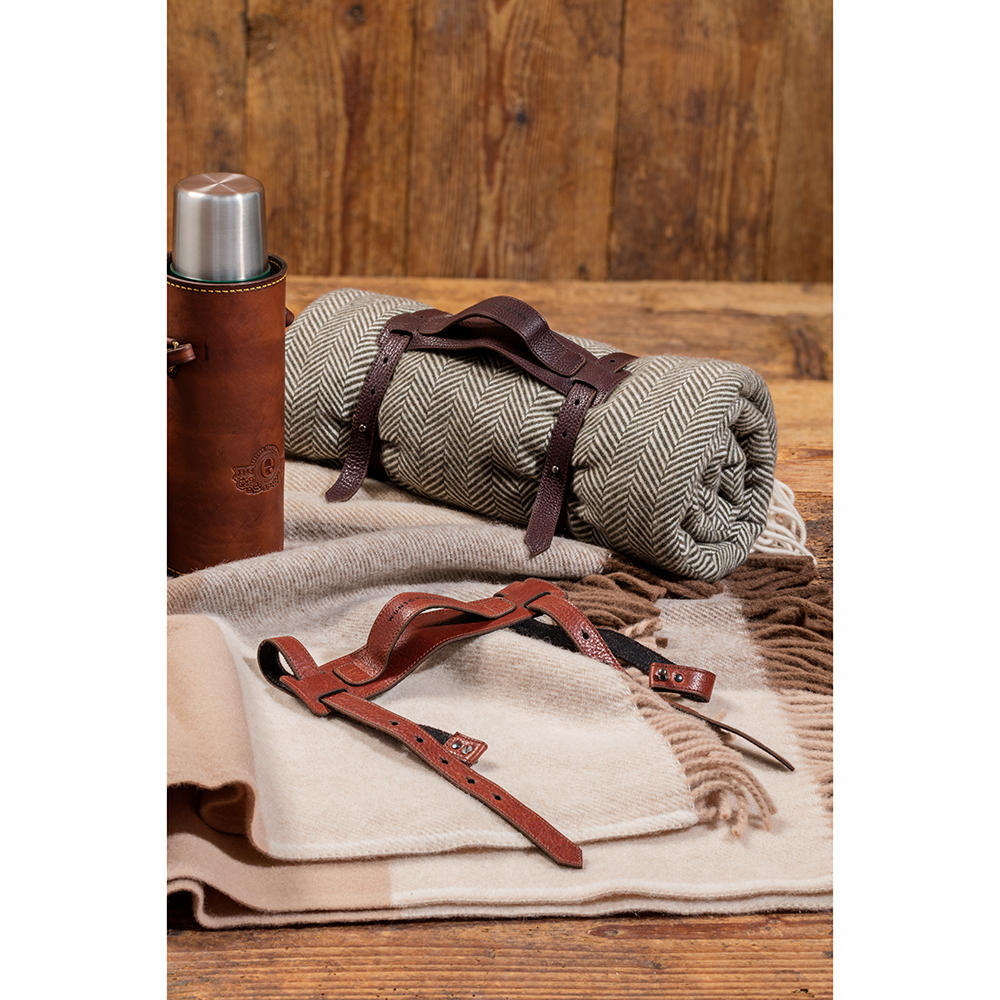 Sangles de transport pour couvertures, cuir de bovin, brun