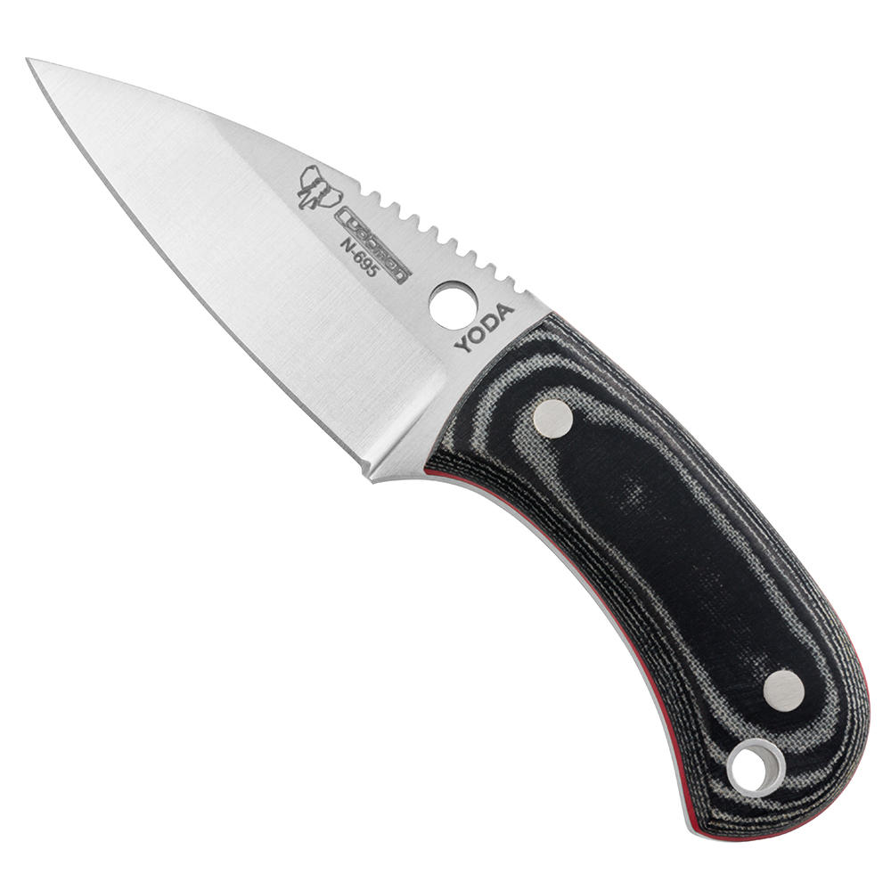 Couteau de cou Cudeman » Yoda «, micarta noir, fourreau en cuir