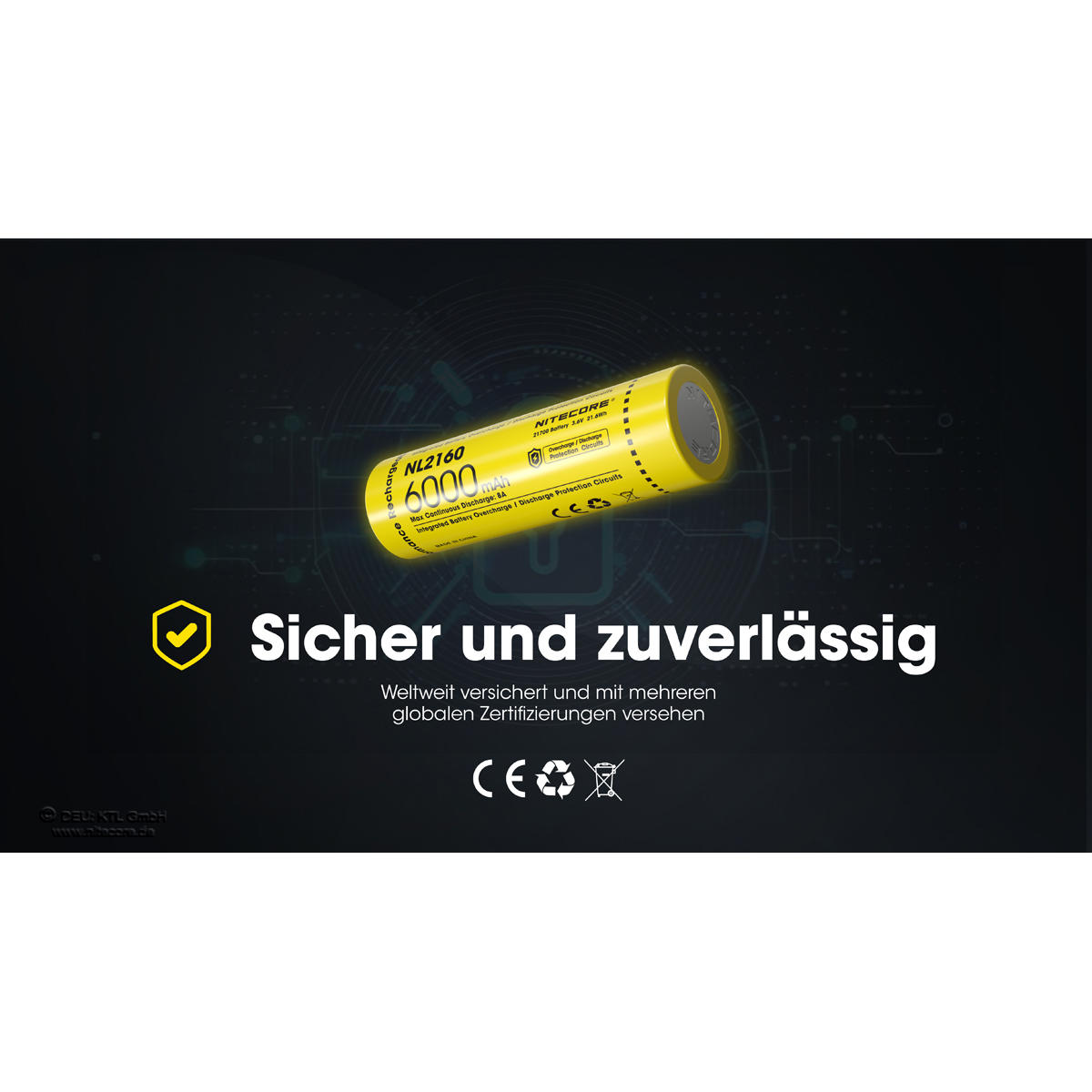 Nitecore® Li-Ion Akku 21700, 6000 mAh, NL2160
