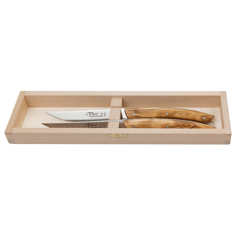 Le Thiers® Steak- und Tafelmesser, Olivenholz, Satz, 2-teilig