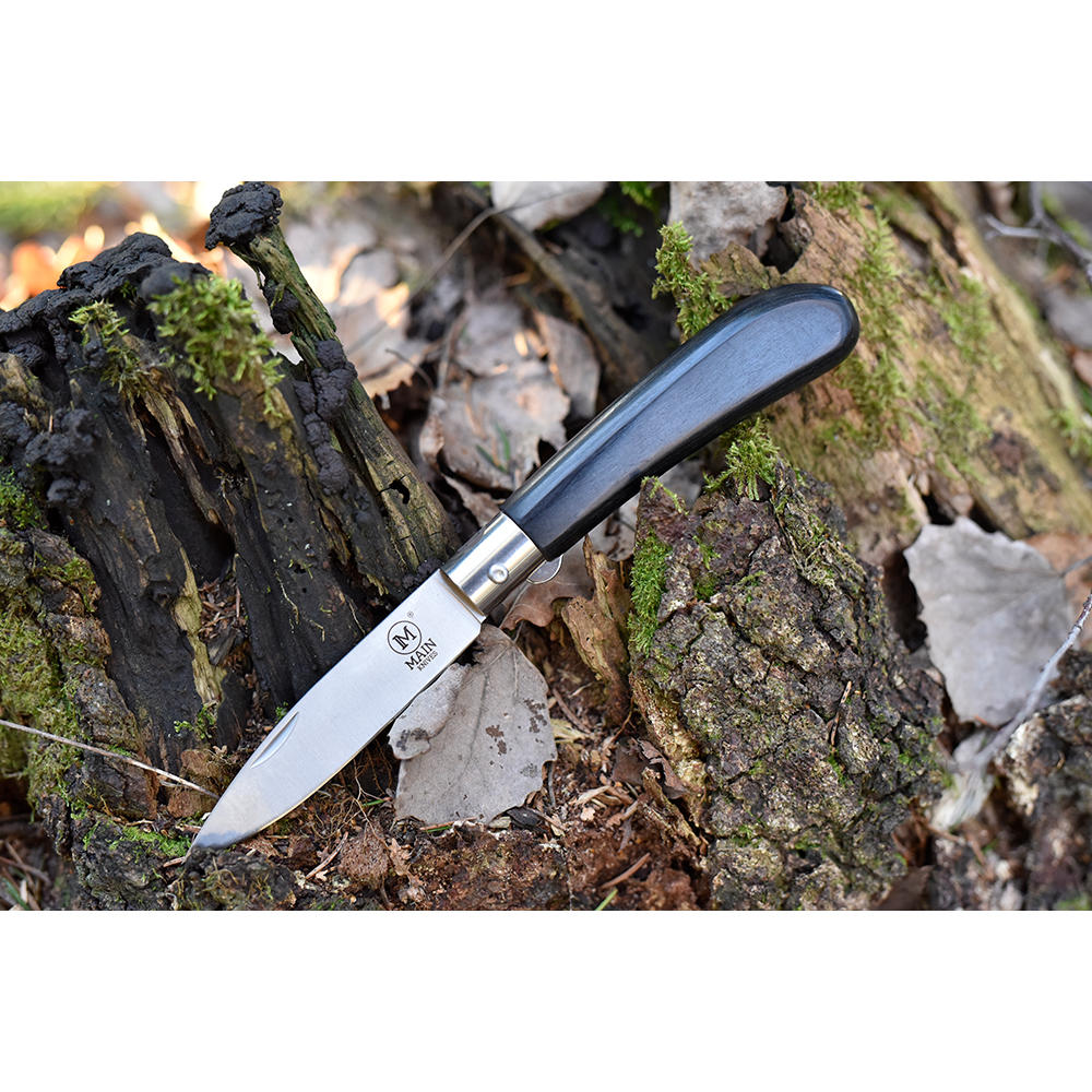 MAIN »German Line« Folding Knife, Drop Point, Black Pakka Wood