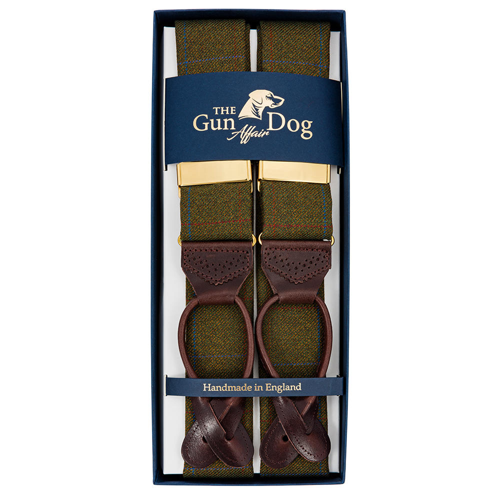 Hosenträger Wolle, Karo grün