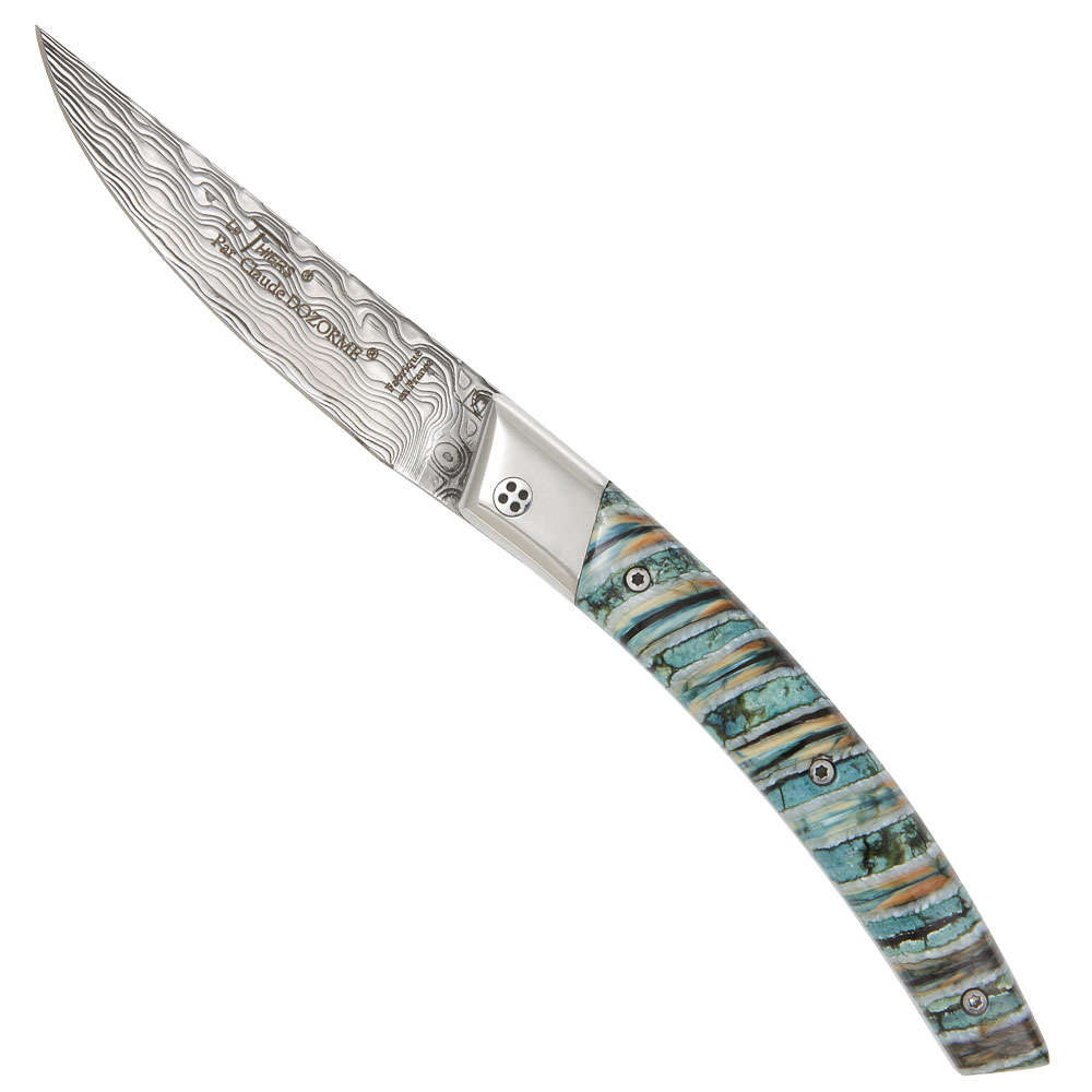 Le Thiers® RLT Klappmesser Damast, Mammutbackenzahn