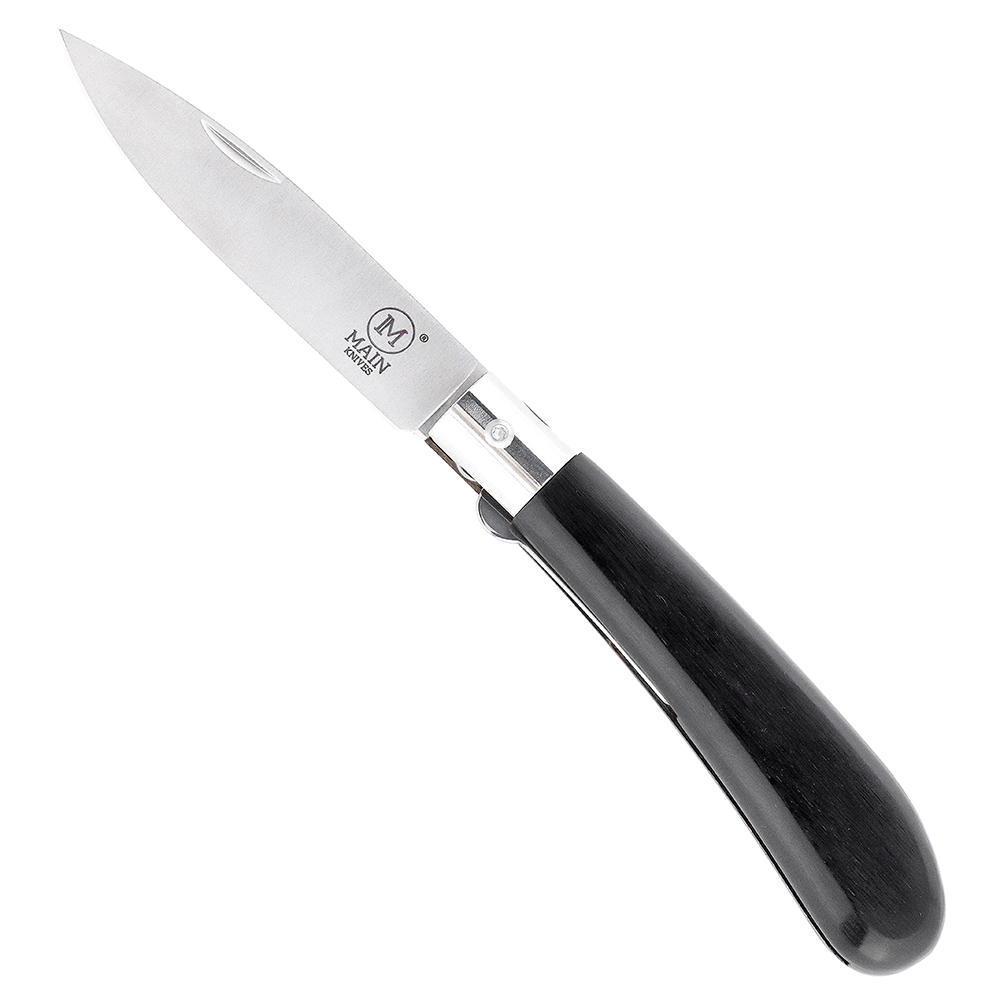 MAIN »German Line« Folding Knife, Drop Point, Black Pakka Wood
