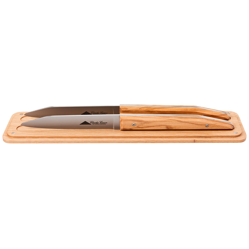 Couteaux de table et à viande Le Terril, jeu, 2 pièces, bois d’olivier