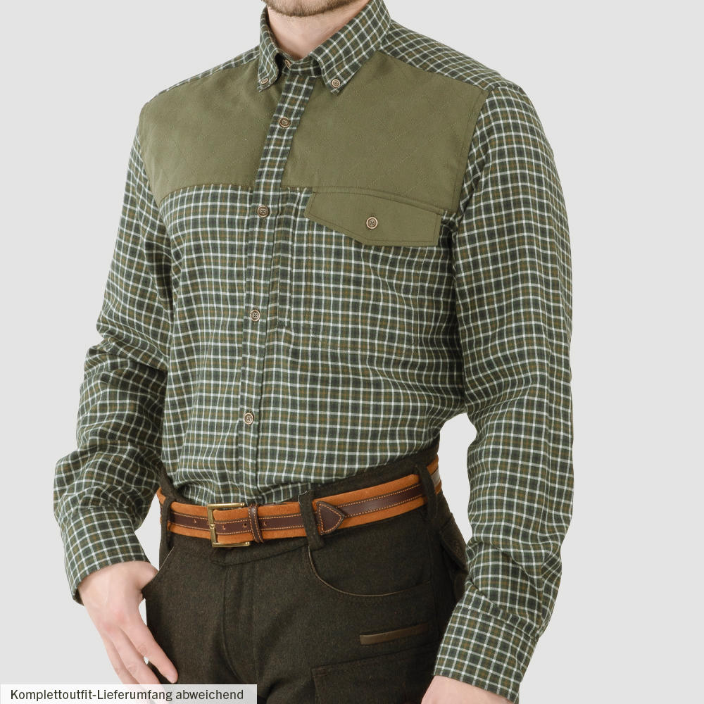 Chemise de plein air pour homme, carreaux, vert/beige