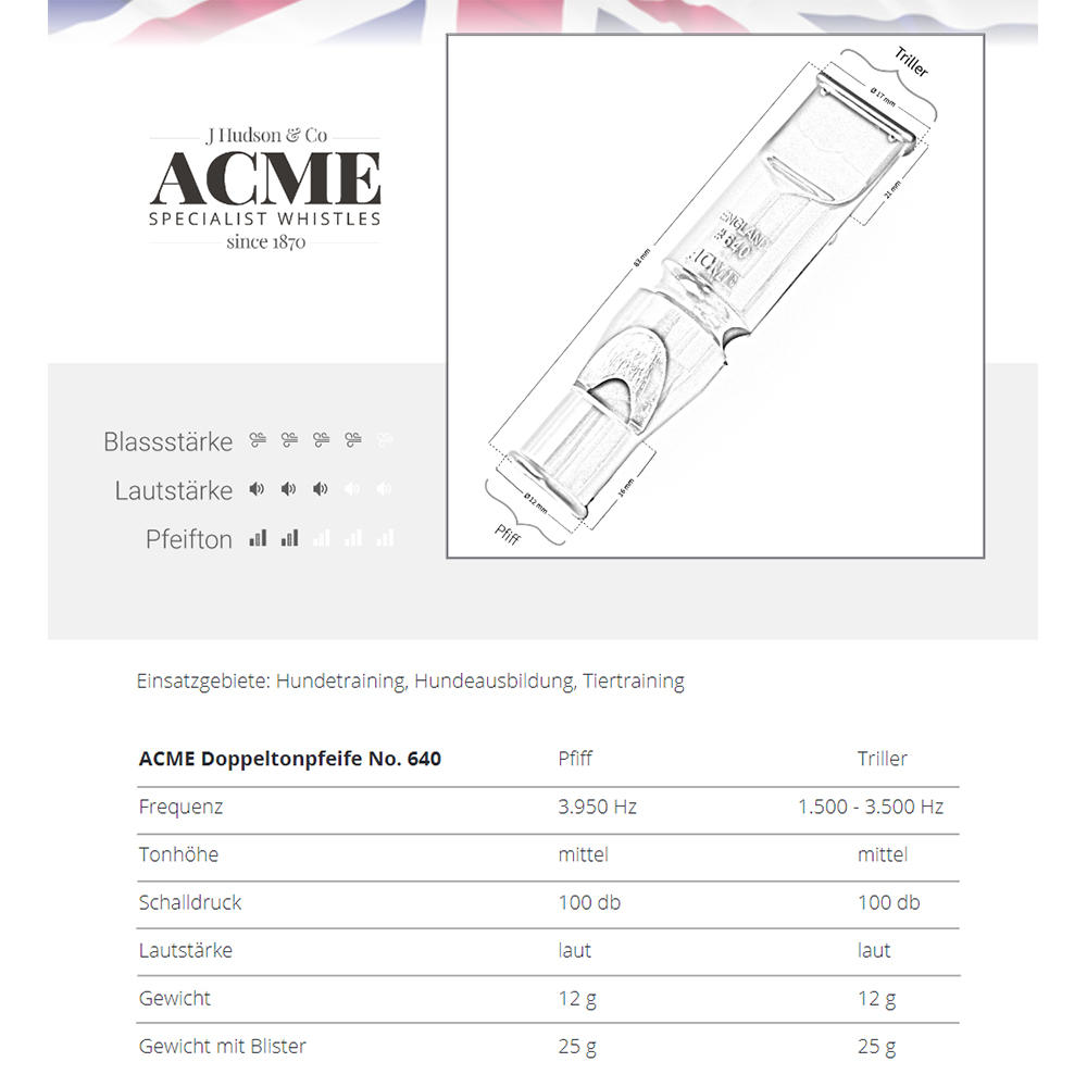 ACME Doppeltonpfeife No. 640 (90 mm), schwarz