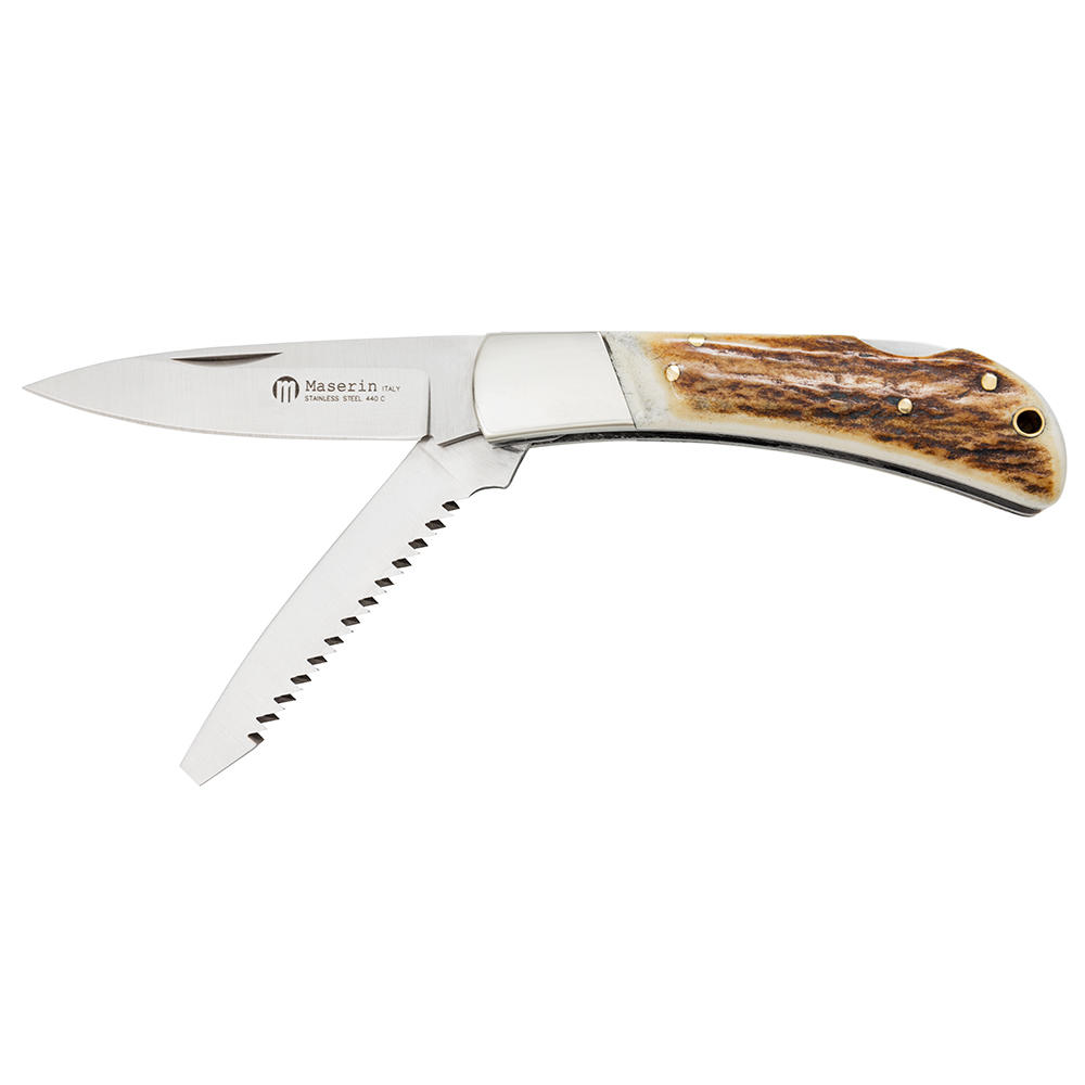 Maserin® Folding Hunting Knife, 2-Piece Set, Stag Horn