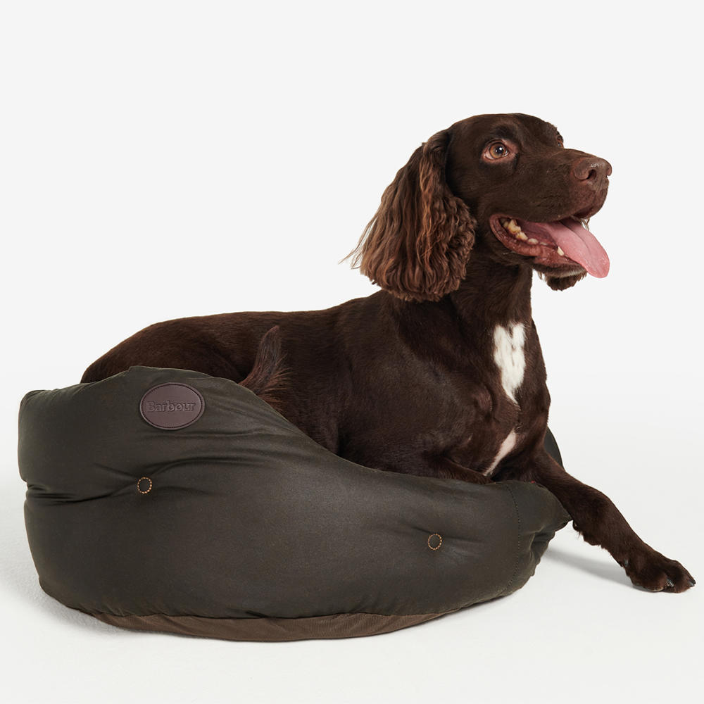 Lit pour chien Barbour, coton ciré, classique/vert olive, taille M
