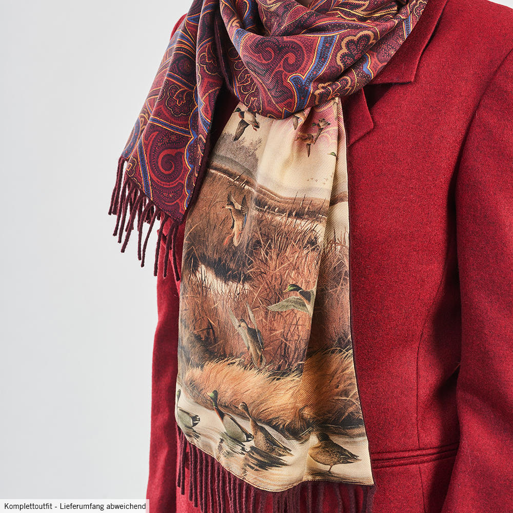 Doubleface Scarf, »Duck«, Cashmere/Silk, Burgundy