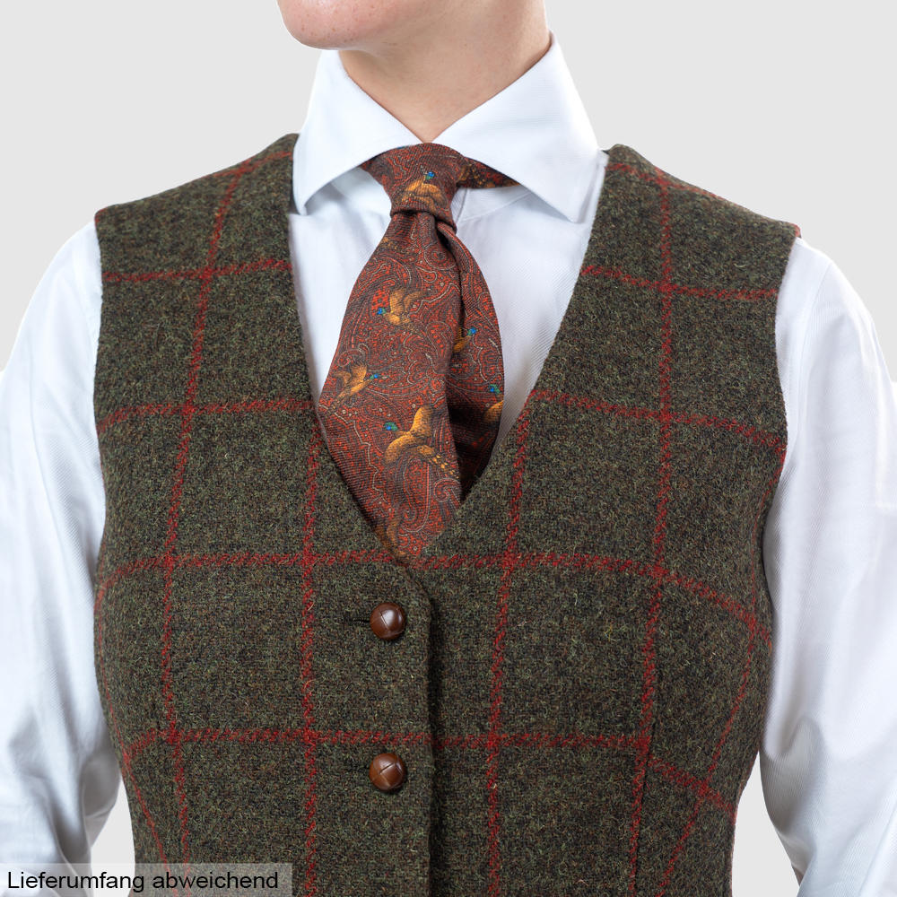 Gilet en tweed pour femme » Eve «, vert/rouge