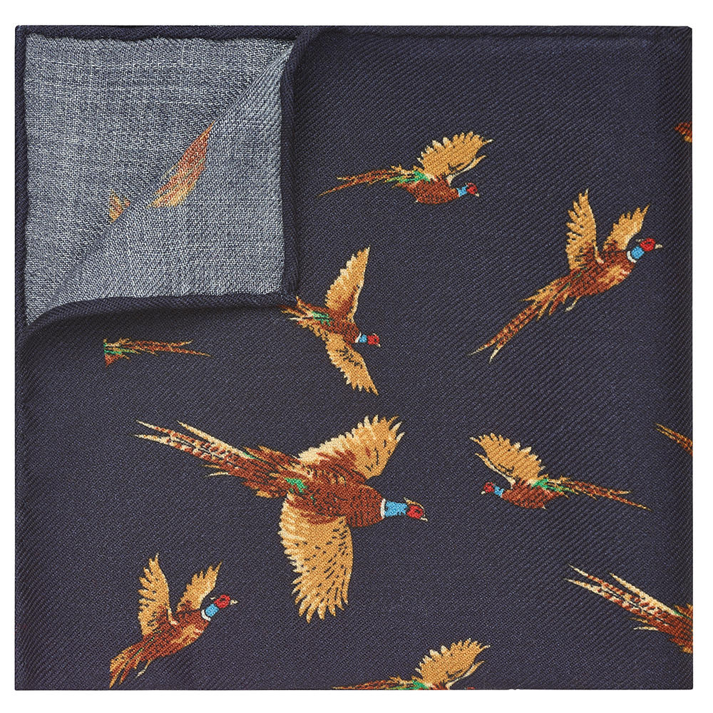 Pocket Square, Pheasant, 32 x 32 cm