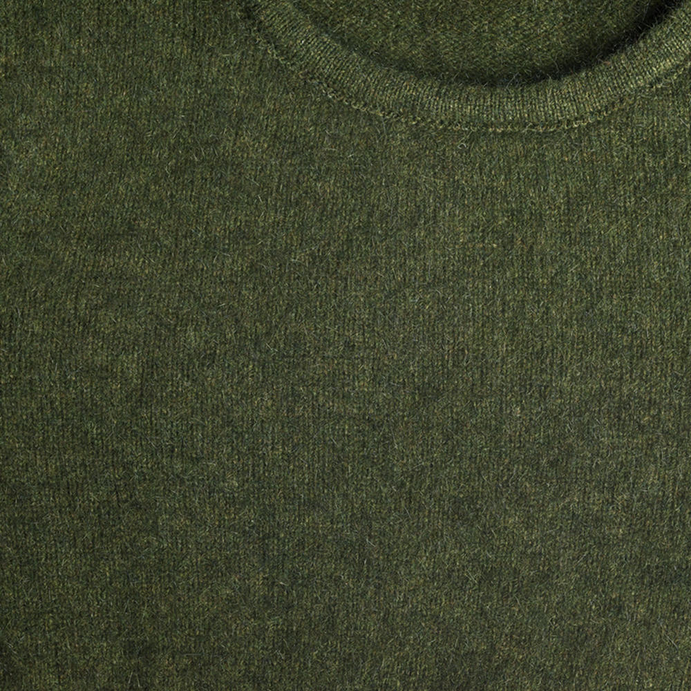Damenpullover Rippenstrick Merino-Possum, Oliv-Melange