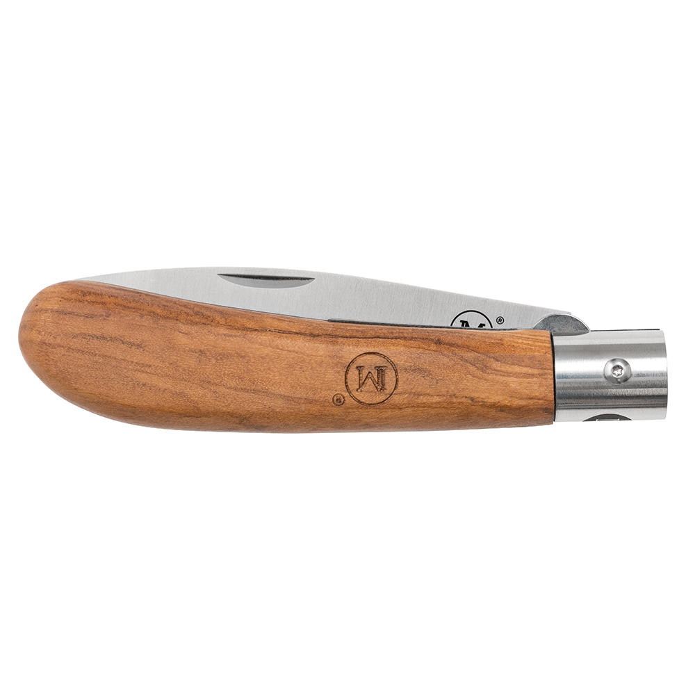 MAIN »German Line« Folding Knife, Drop Point, Olive Wood