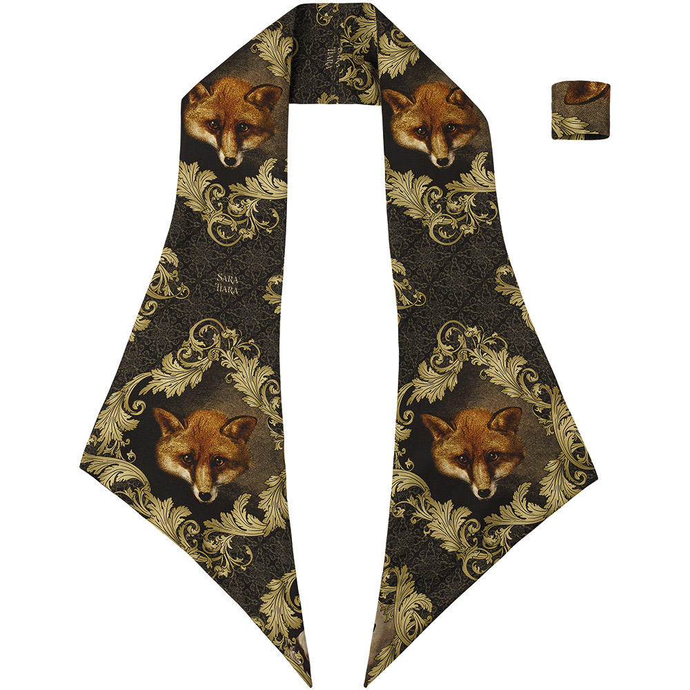 Écharpe en soie Sara Tiara, étroite, motif renard