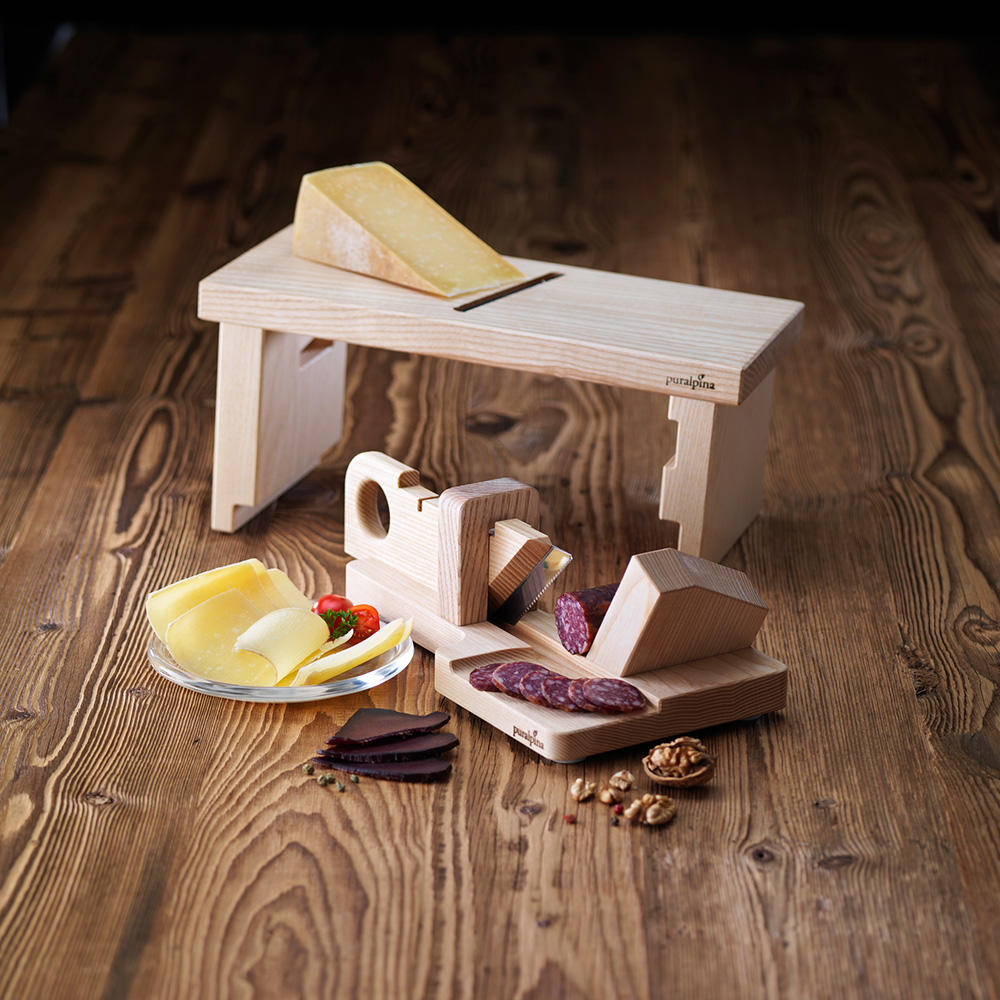Coupe-saucisse et coupe-fromage combi incl. planche à servir, noyer