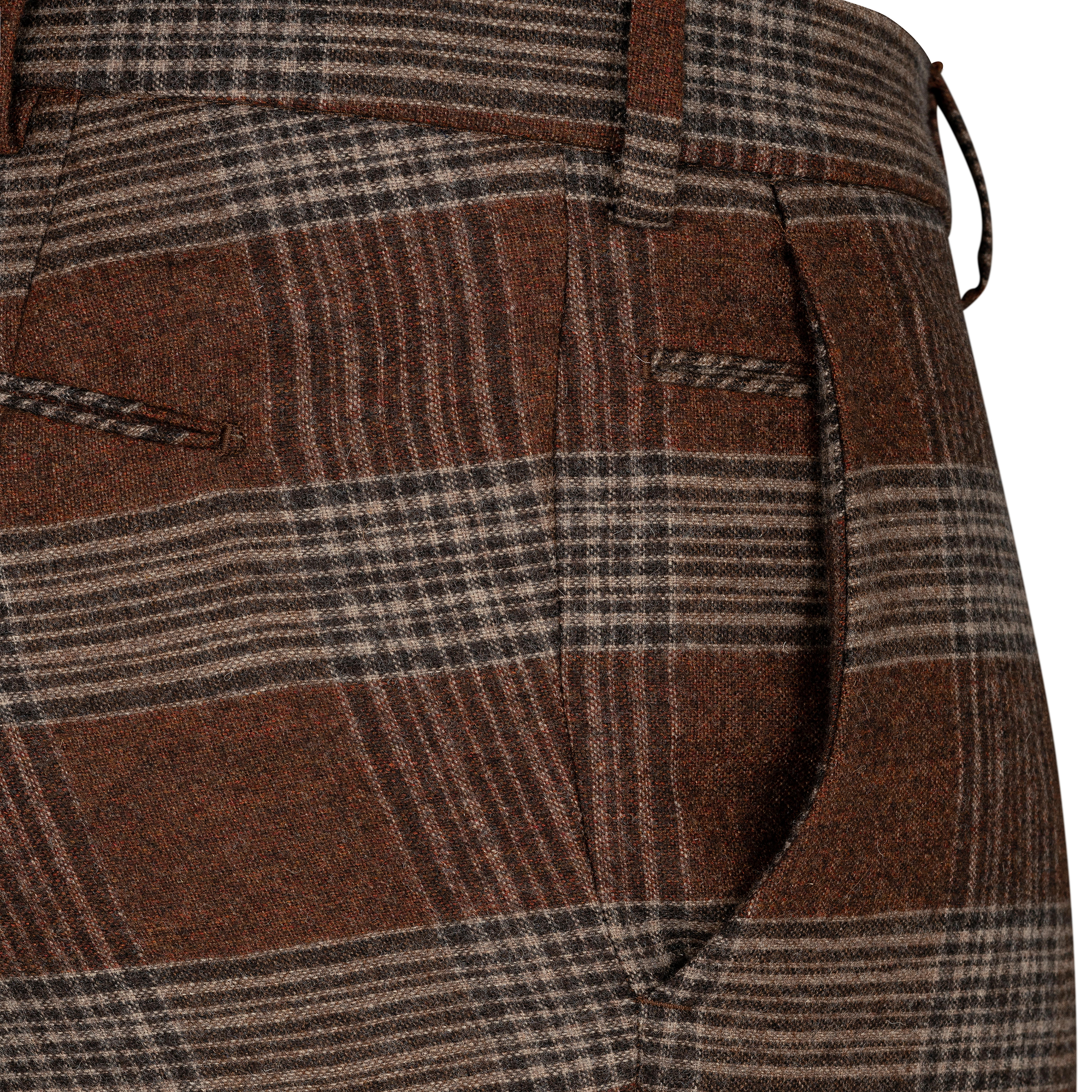 Meyer »Bonn« Men's Wool Trousers, Brown Check