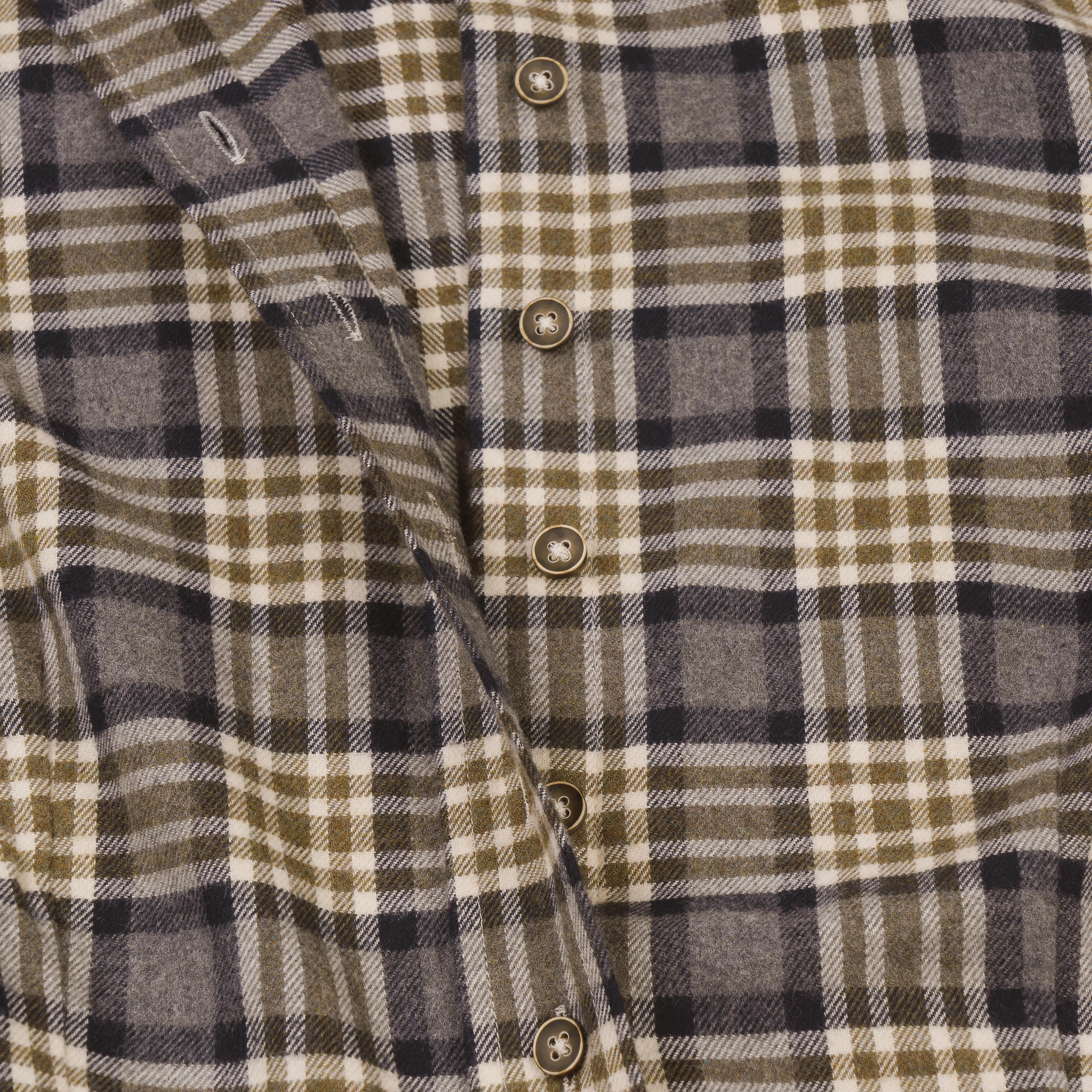 Button-down Blouse, Chequered, Green/Beige/Grey