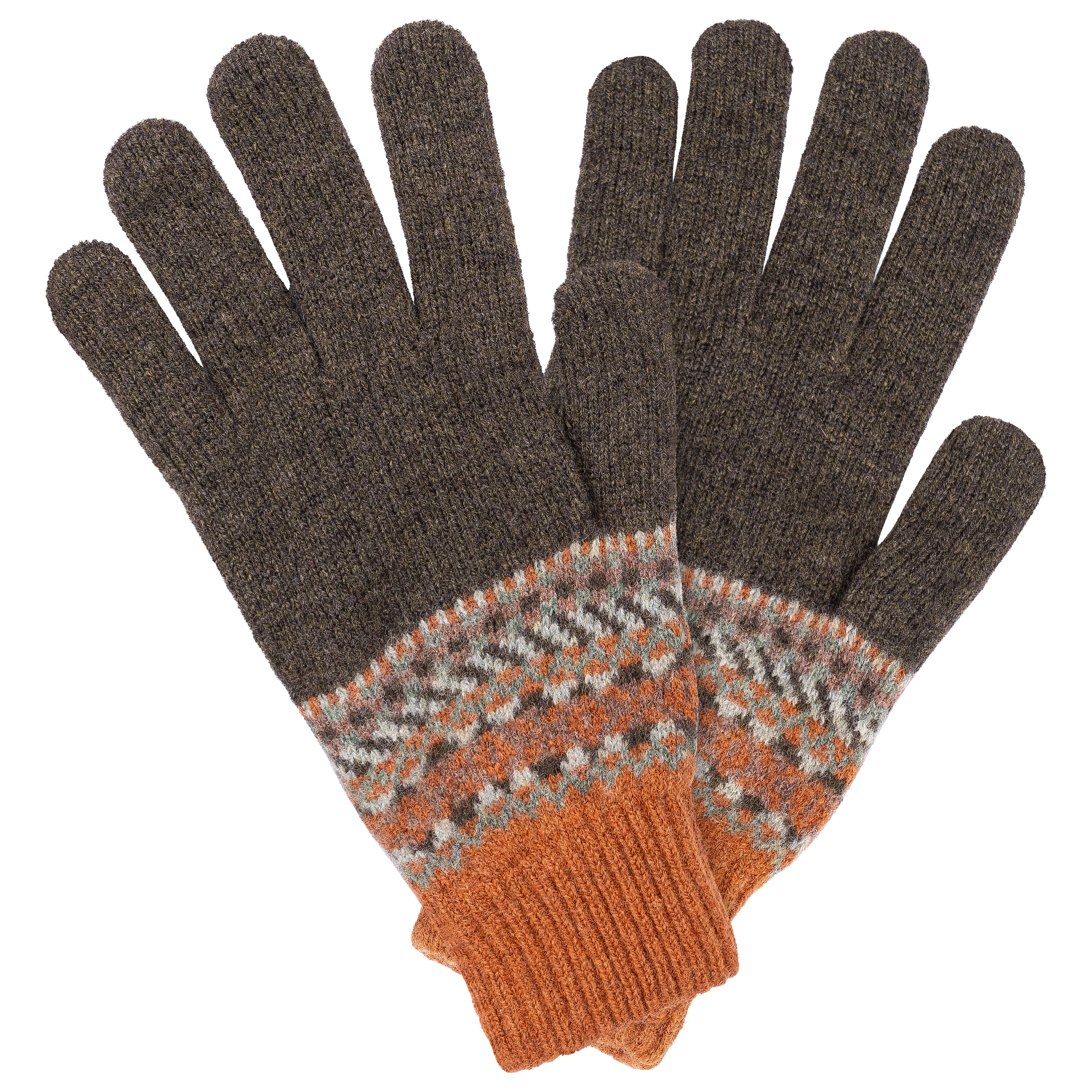 Herren-Handschuhe Fairisle, loden/burnt orange