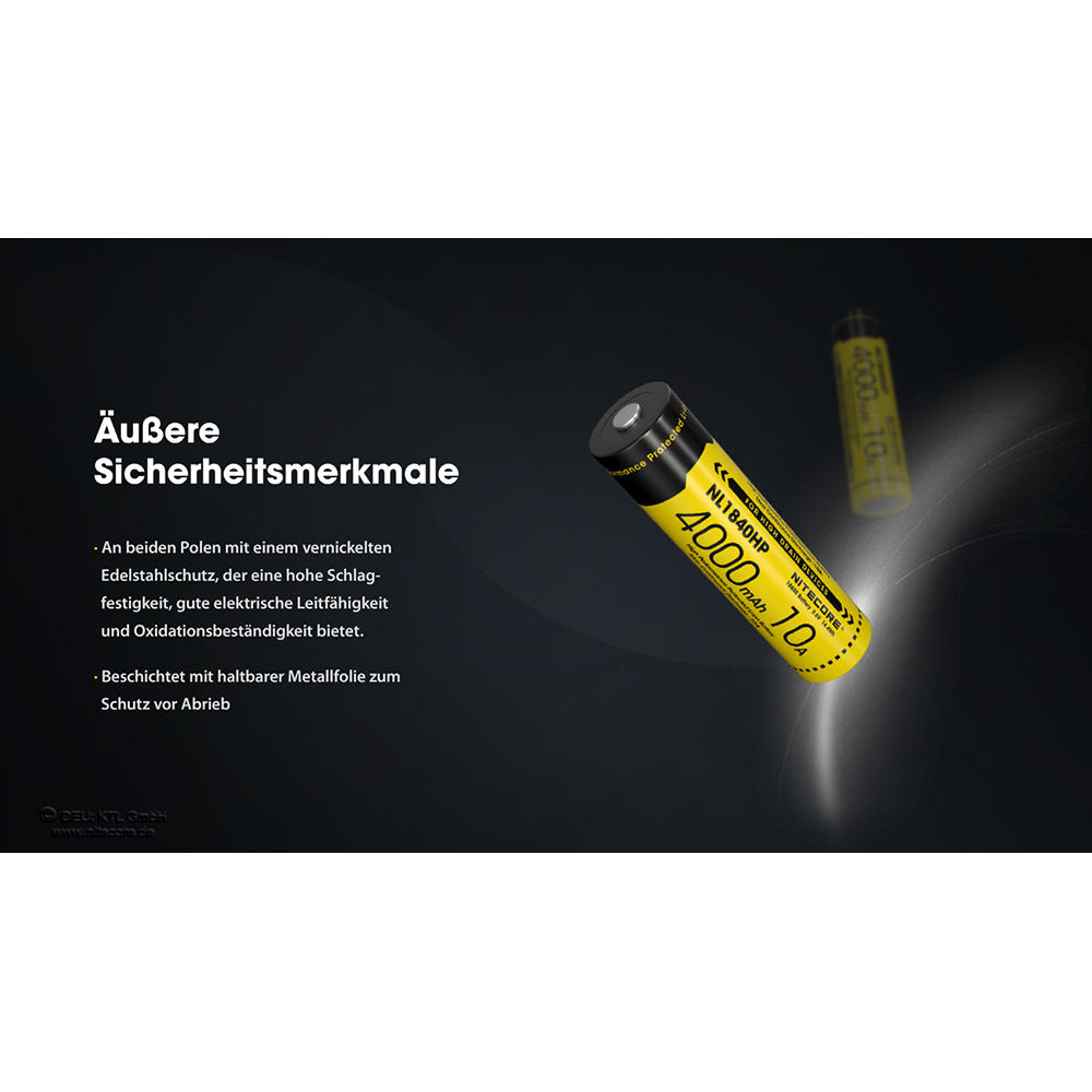 Batterie Li-Ion Nitecore® 18650, 4000 mAh, NL1840HP