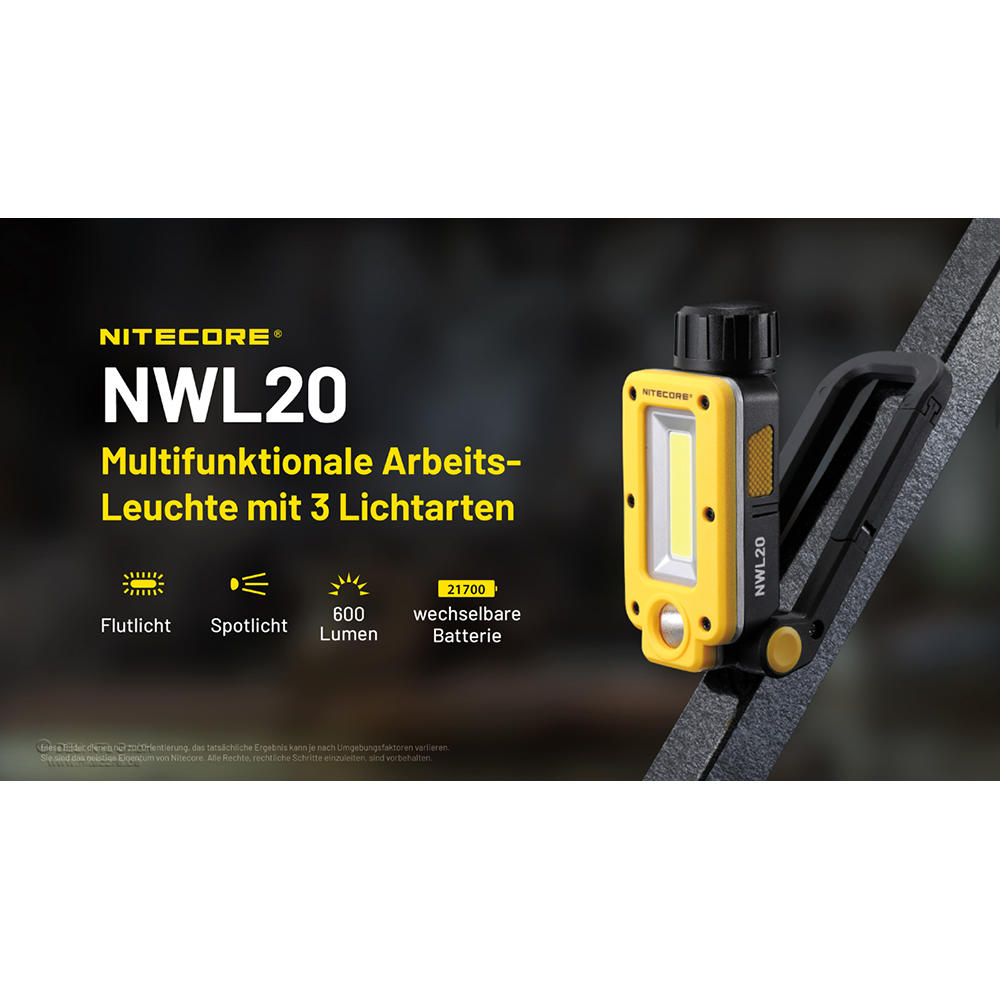 Nitecore® NWL20 Arbeitsleuchte, 600 lm