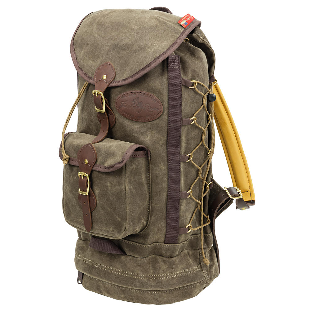Frost River Summit Boulder Backpack, with Buckskin Straps, Dark Olive