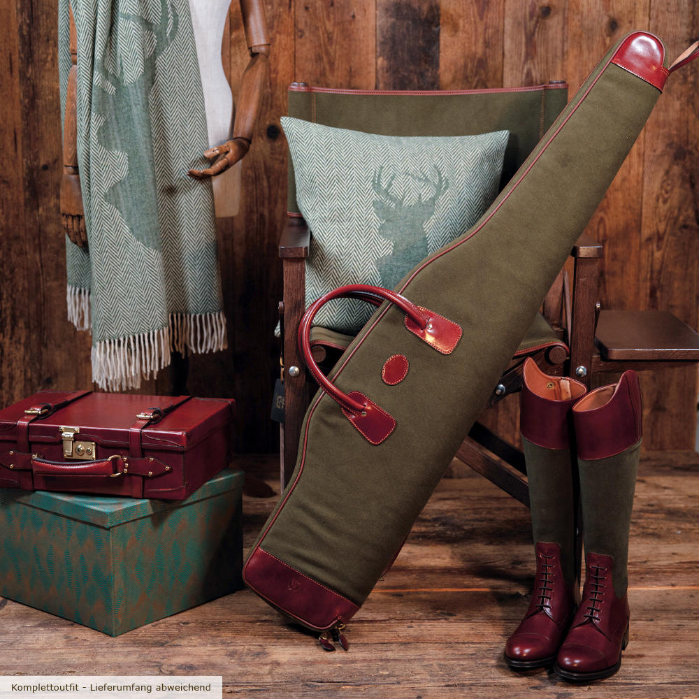 Fourreau pour fusil Rey Pavón, toile de laine/ cuir nappa, vert