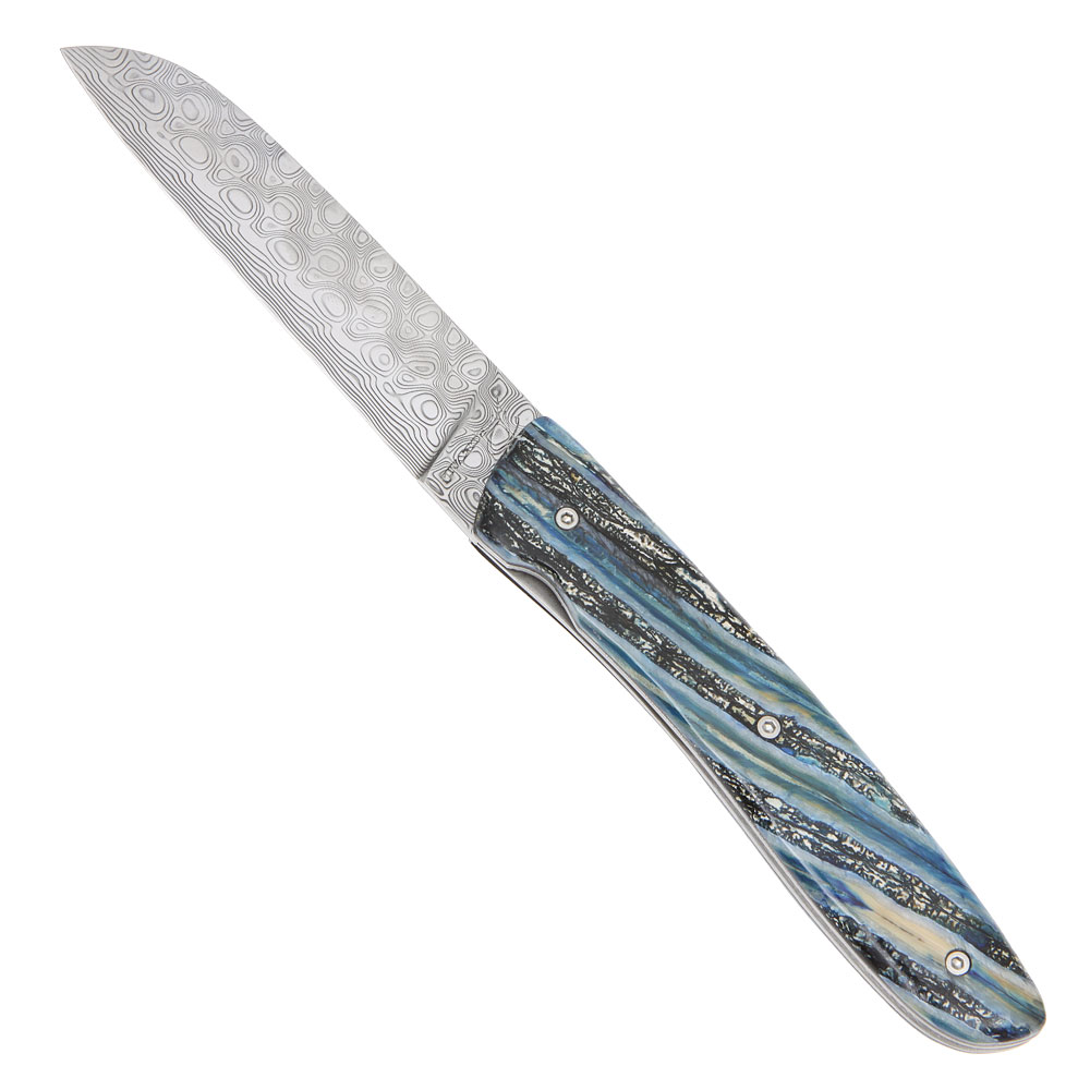 Perceval Klappmesser L08 Damast, Mammutbackenzahn