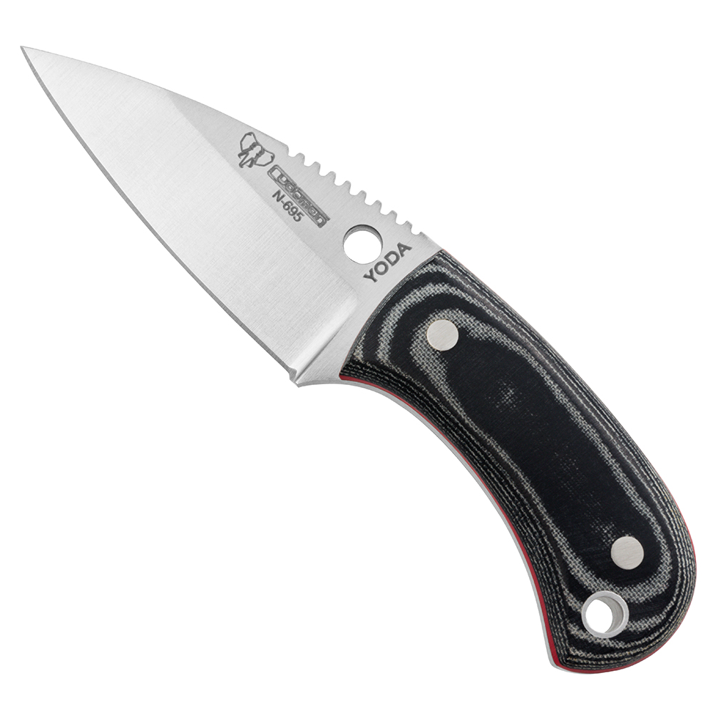 Couteau de cou Cudeman » Yoda «, micarta noir, fourreau en cuir