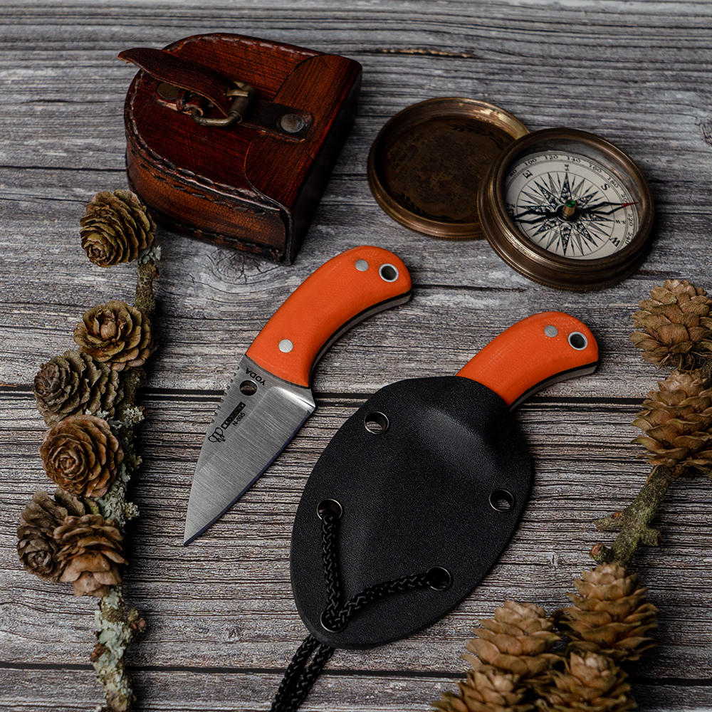 Couteau de cou Cudeman » Yoda «, G10 orange, fourreau en Kydex