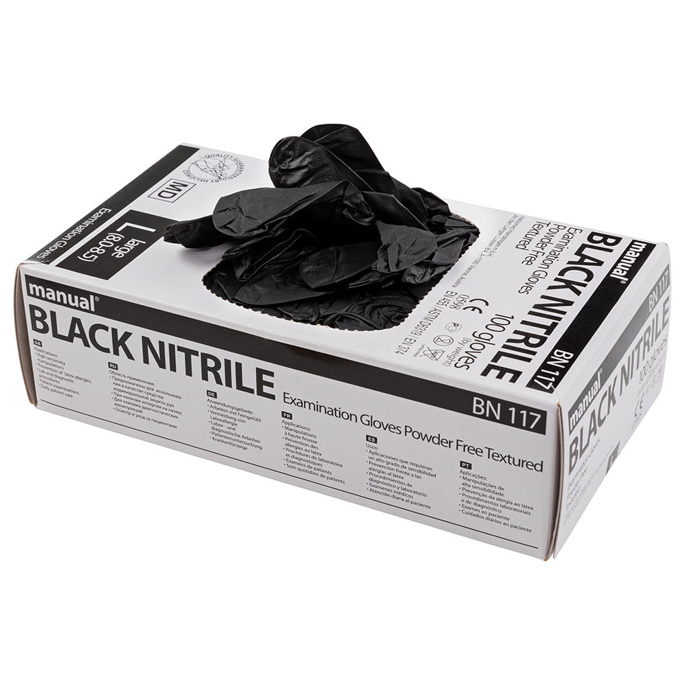 Nitrile Gloves, Black, Size XL