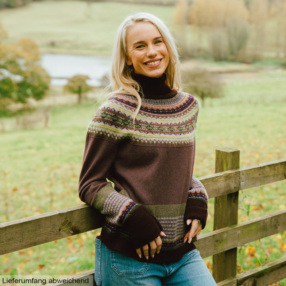 Pull à col roulé pour femme Eribé » Fair Isle «, Heather