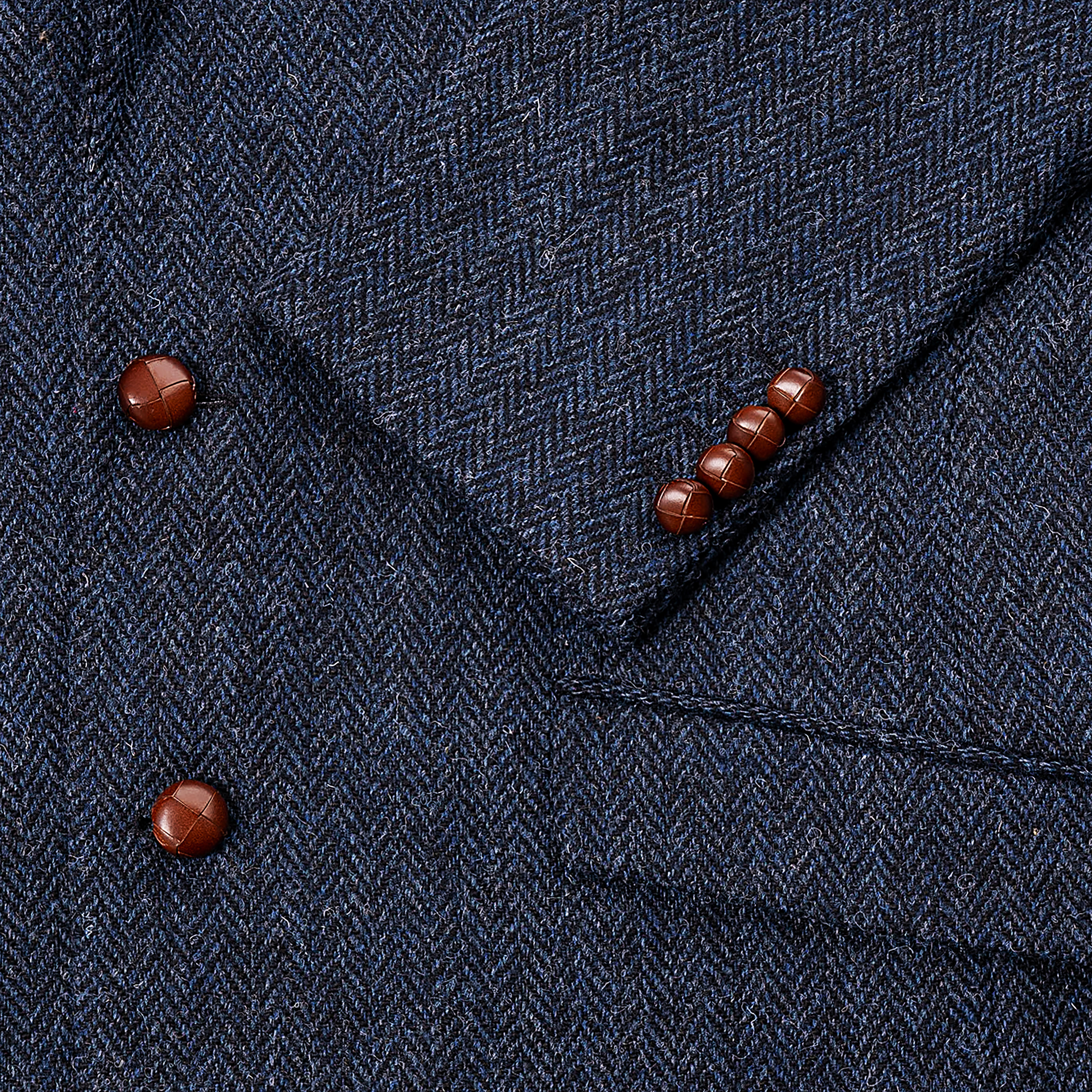 Herren Harris Tweed-Sakko, Fischgrat, blau/schwarz