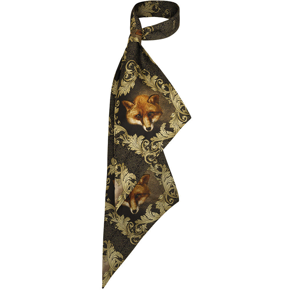 Écharpe en soie Sara Tiara, étroite, motif renard
