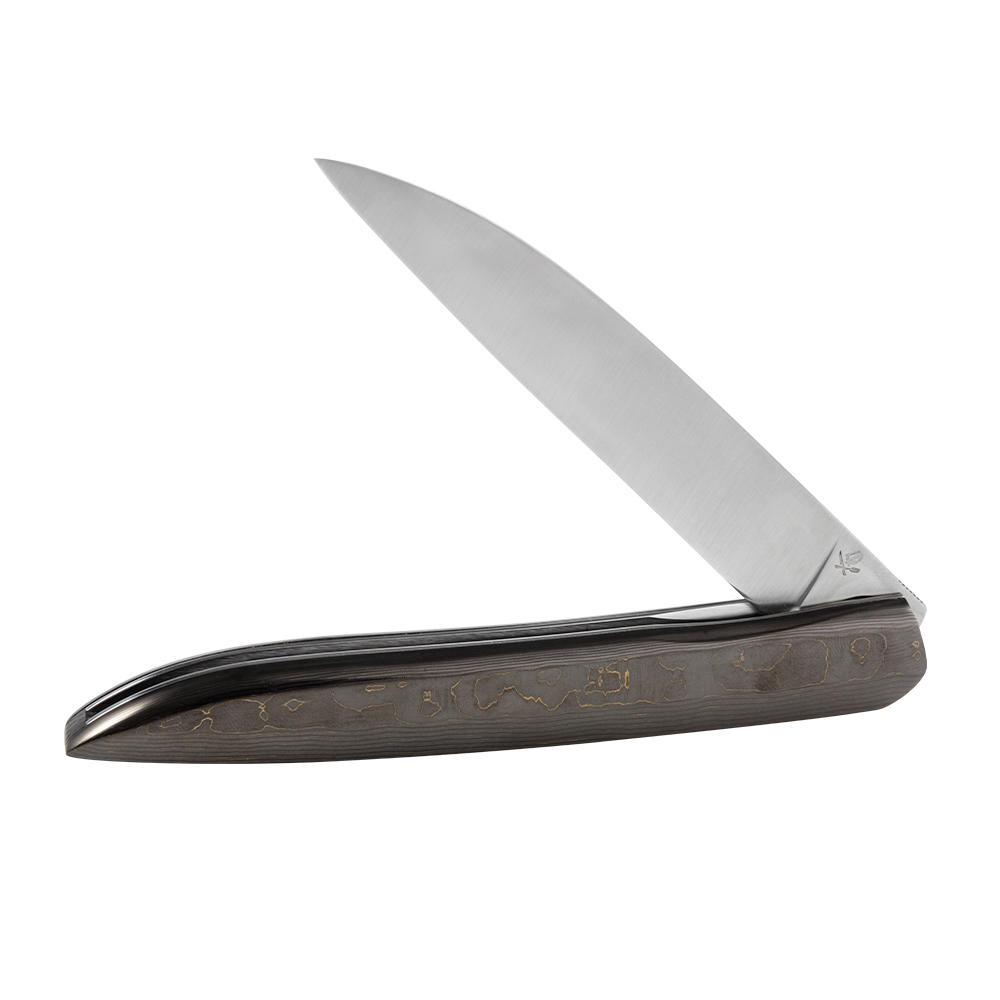 Roland Lannier »Why so serious?« Klappmesser, Fat Carbon gold