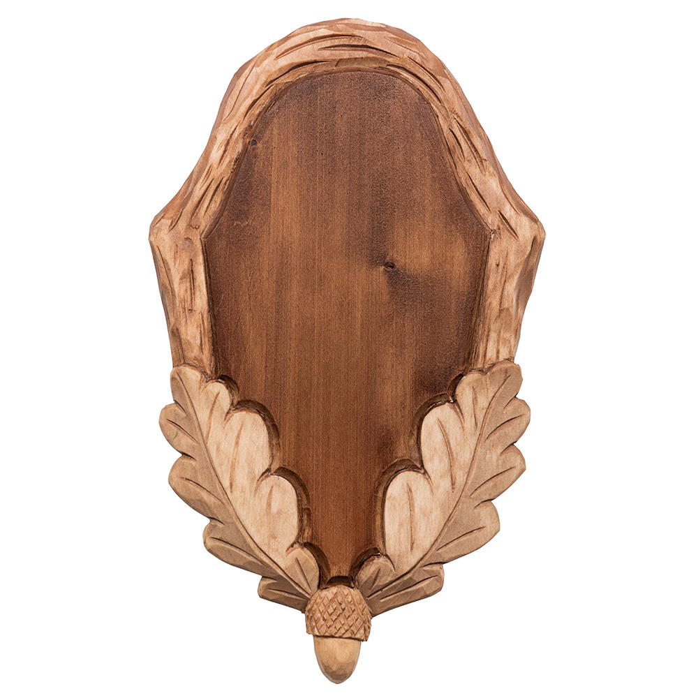 Hand-Carved Trophy Plate »Roebuck«, Multiple Stained